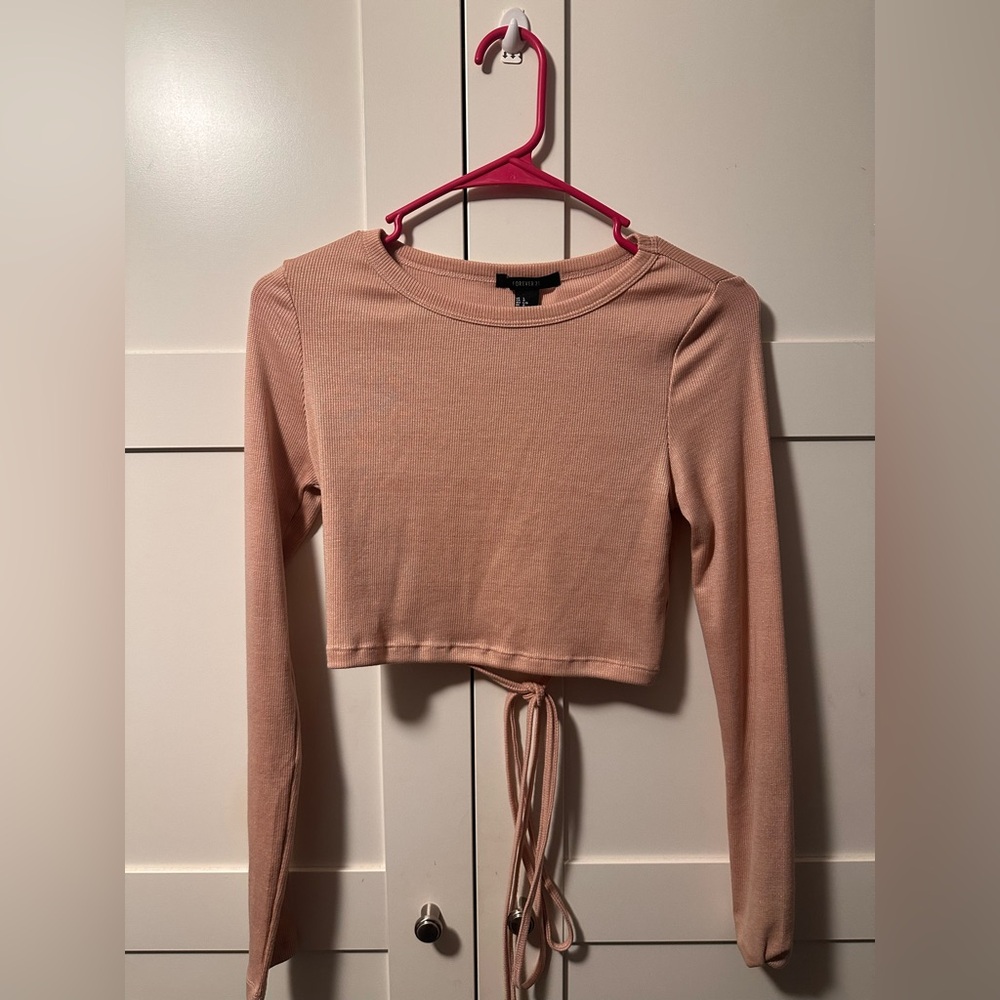 Shimmer Long Sleeve Crop Top - Picture 1 of 3